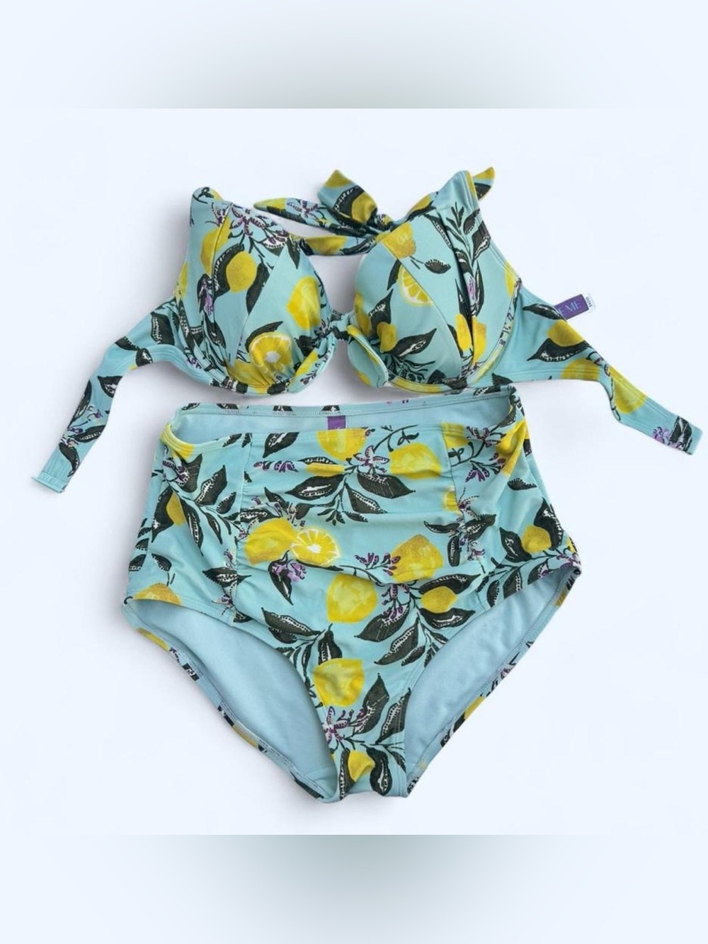 Adore Me Aqua Lemon Print Two-Piece Swim Set